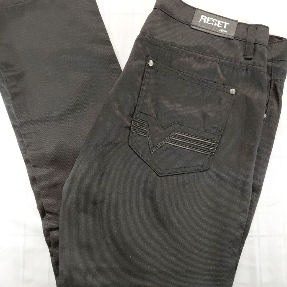 Reset Jeans Mens Black Skinny Jeans 38x32